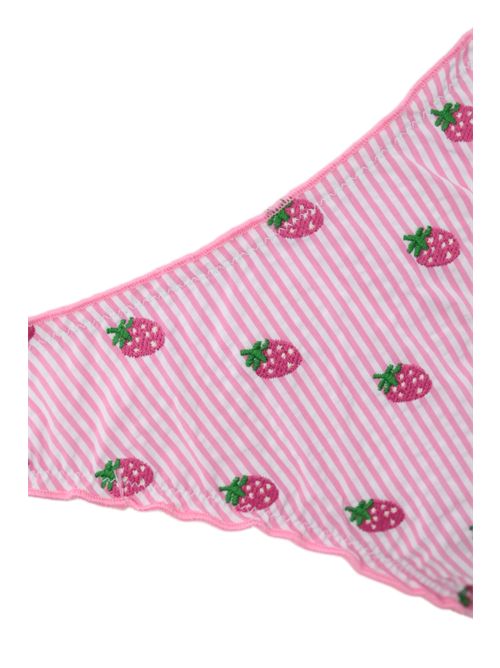 Slip costume da bagno Moon a righe in seersucker ricamo fragole Mc2 Saint Barth | MOON COTTON01430H SEERSUCKER STRIPES